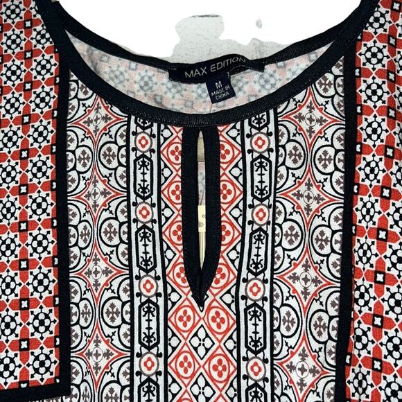 Max Edition Ladies Black, White, & Orange Geometric Pattern Sleeveless Tank, M - Picture 4 of 4